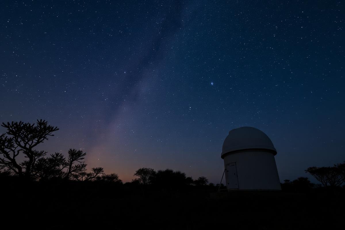 Observatório astronômico e céu estrelado em Joaquim Egídio